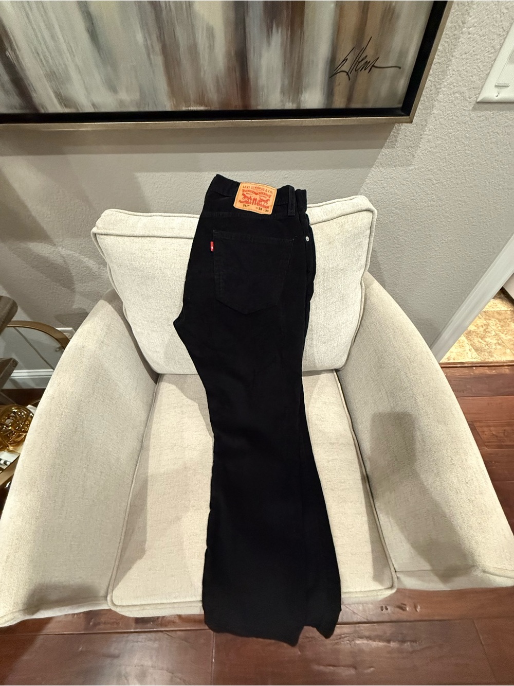 Men's Black corduroy Levi's Straight Jeans